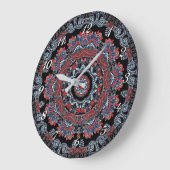 Elegant Gray & Red Mandala Wall Clock Grote Klok (Hoek)