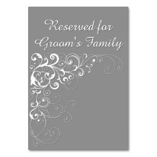 Elegant Gray Reserved Wedding Table Card Kaart