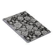 Elegant Gray Roses on Black Journal – Moody Floral Notitieboek (Rechterzijde)