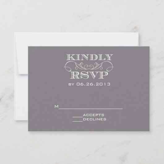 Elegant Gray RSVP-kaart RSVP Kaartje (Voorkant)