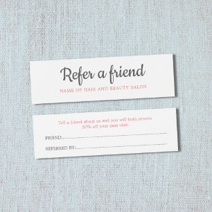 Elegant Gray Salmon Beauty Salon verwijzingskaart Mini Visitekaartjes