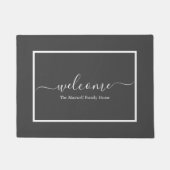Elegant gray script familienaam welkomstnaam deurmat (Voorkant)