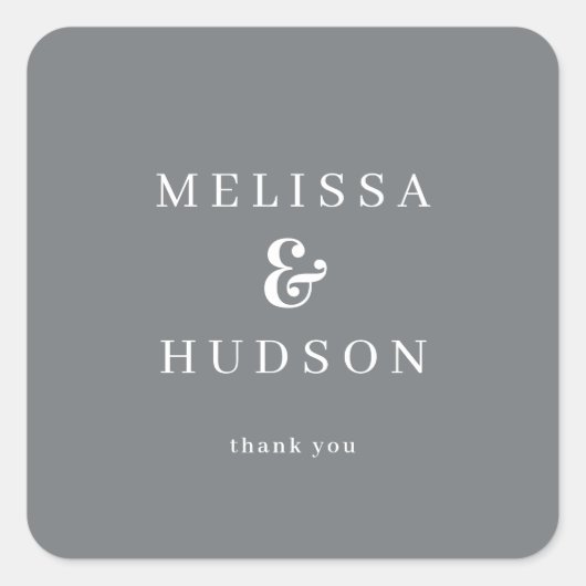 Elegant Gray Serif Wedding Thank You Sticker (Voorkant)