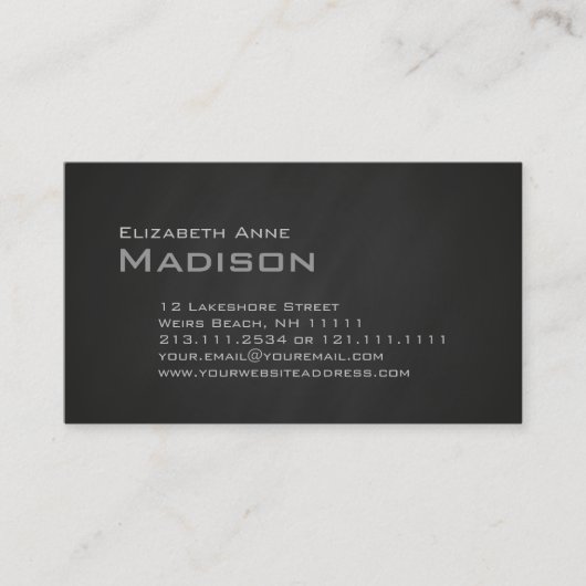 Elegant Gray Slate Chalkboard Monogram Klassiek Visitekaartje (Voorkant)