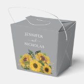 Elegant Gray Sunflower Weddenschap Bedankdoosjes (Achterkant)