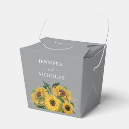 Elegant Gray Sunflower Weddenschap Bedankdoosjes