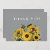 Elegant Gray Sunflower Weddenschap Bedankkaart (Voorkant / Achterkant)