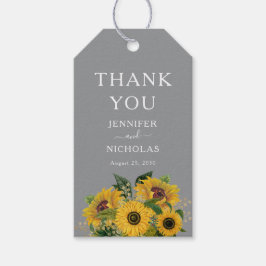 Elegant Gray Sunflower Weddenschap Bedankt Cadeaulabel