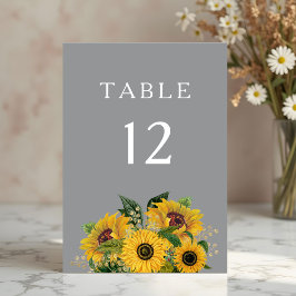 Elegant Gray Sunflower Weddenschap Kaart