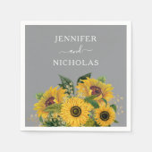 Elegant Gray Sunflower Weddenschap Servet (Voorkant)