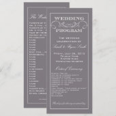 Elegant Gray Swirl Wedding Programme Programmakaart (Voorkant / Achterkant)
