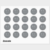 Elegant Gray Typographic Circle Ronde Sticker (Vel)