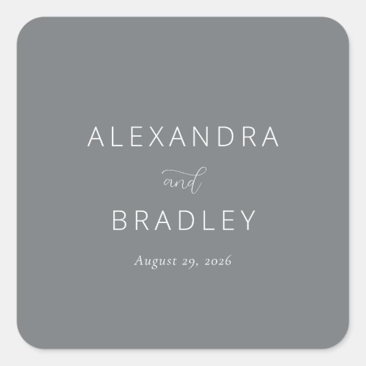 Elegant Gray Typographic Vierkante Sticker (Voorkant)