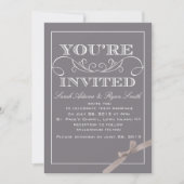 Elegant Gray Wedding Invitation for Ribbon Kaart (Voorkant)