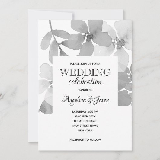 Elegant Gray Wedding Kaart (Voorkant)