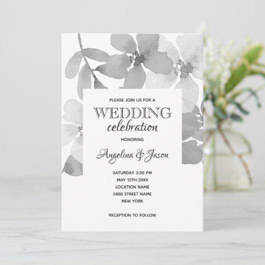 Elegant Gray Wedding Kaart (Staand voorkant)