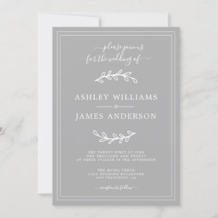 Elegant Gray Wedding-uitnodiging Kaart