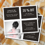 Elegant Gray White Black Photo Massage Therapist Flyer<br><div class="desc">Elegant flyer,  sjabloon voor couponontwerp met professionele studio-foto's. Ideale marketingtool voor uw klanten. Deze flyer is volledig aanpasbaar,  u kunt uw persoonlijke gegevens er eenvoudig aan toevoegen. Neem contact met ons op als je hulp nodig hebt om het aan te passen. U kunt dit product met visitekaartjes aanpassen.</div>