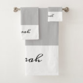 Elegant gray & White Calligraphy Bath Towel Set Bad Handdoek (Insitu)