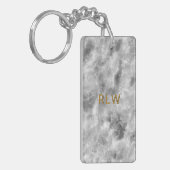 Elegant Gray White Carrera Marble Pattern Sleutelhanger (Voorkant Links)