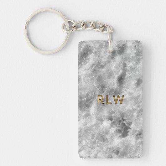 Elegant Gray White Carrera Marble Pattern Sleutelhanger (Voorkant)
