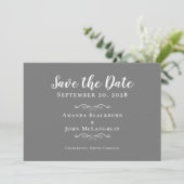 Elegant Gray White Delicate Romantic Calligrafie Save The Date (Staand voorkant)