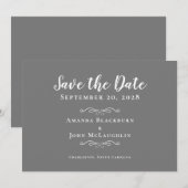 Elegant Gray White Delicate Romantic Calligrafie Save The Date (Voorkant / Achterkant)