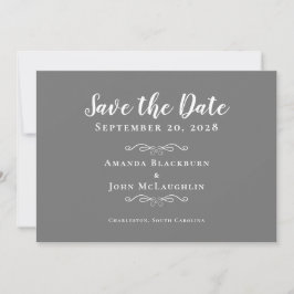 Elegant Gray White Delicate Romantic Calligrafie Save The Date