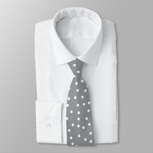 Elegant Gray White Dots Pattern Groom Gift   Stropdas (Gebonden)