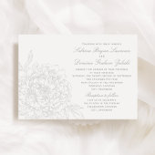 Elegant Gray White Floral Peony Wedding Kaart