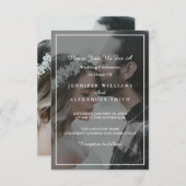 Elegant Gray & White Photo Wedding Invitation Kaart (Voorkant / Achterkant)