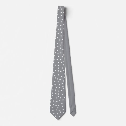 Elegant Gray White Polka Dots Pattern Groom Gift   Stropdas (Voorkant)