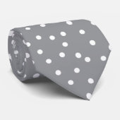 Elegant Gray White Polka Dots Pattern Groom Gift   Stropdas (Opgerold)