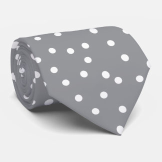 Elegant Gray White Polka Dots Pattern Groom Gift   Stropdas