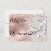 Elegant gray white rose gold marble Bridesmaid  Kaart (Voorkant)