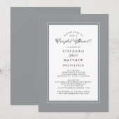Elegant Gray & White Wedding Couples Shower Kaart (Voorkant / Achterkant)