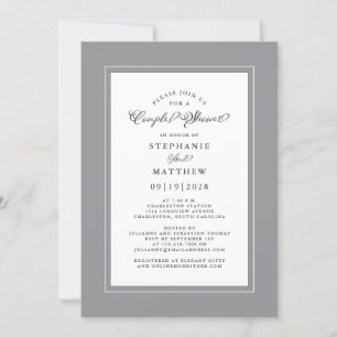 Elegant Gray & White Wedding Couples Shower Kaart
