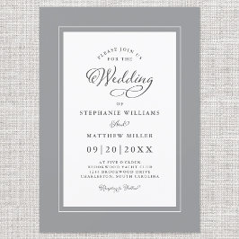 Elegant Gray & White Wedding Modern Calligrafie Kaart