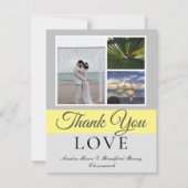 Elegant Gray Yellow Script Weduwfoto collage Bedankkaart (Voorkant)