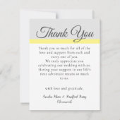 Elegant Gray Yellow Script Weduwfoto collage Bedankkaart (Achterkant)
