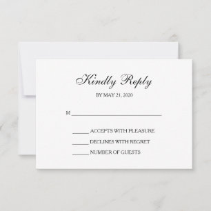 Elegant Gray   Zwart   Witte RSVP-kaarten RSVP Kaartje