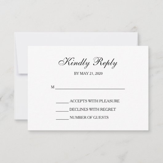 Elegant Gray | Zwart | Witte RSVP-kaarten RSVP Kaartje (Voorkant)