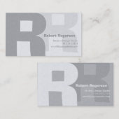 Elegant Grays Retro Big Double Letter R Visitekaartje (Voorkant / Achterkant)