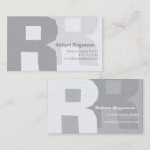 Elegant Grays Retro Big Double Letter R Visitekaartje (Voorkant / Achterkant)