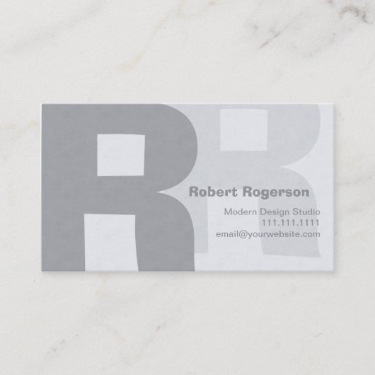 Elegant Grays Retro Big Double Letter R Visitekaartje (Voorkant)