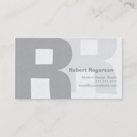 Elegant Grays Retro Big Double Letter R Visitekaartje (Voorkant)