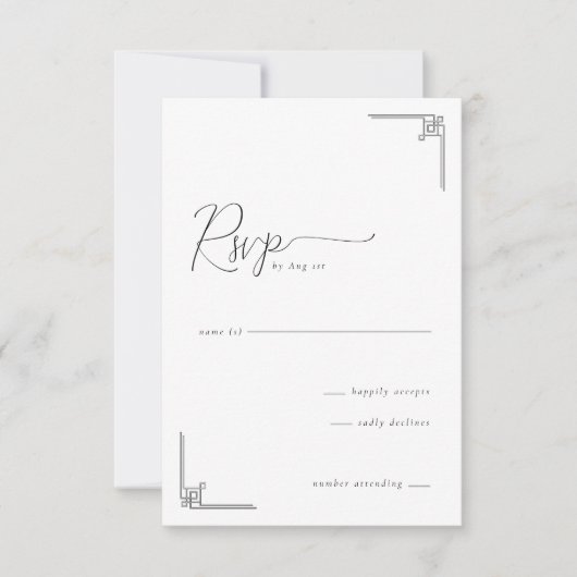 Elegant Grayscale Geometric RSVP (Voorkant)