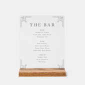 Elegant Grayscale Minimalist Bar Menu Acryl Bord (Voorkant)