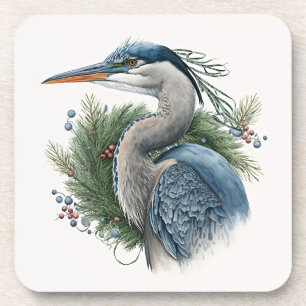 Elegant Great Blue Heron Feestdagen/Kerstmis Bever Bier Onderzetter