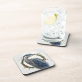 Elegant Great Blue Heron Feestdagen/Kerstmis Bier Onderzetter (Rechterzijde)